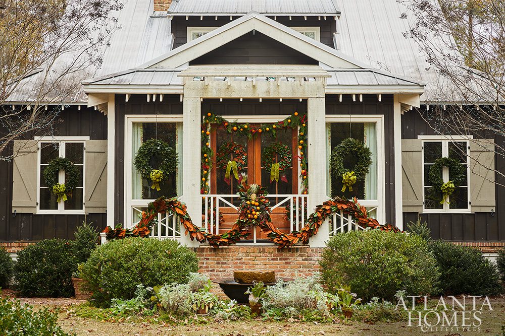 outdoor garland and wreaths
