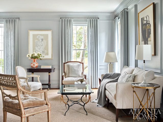 light neutral living room with art
