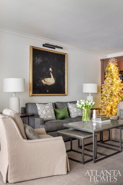living room with Christmas tree