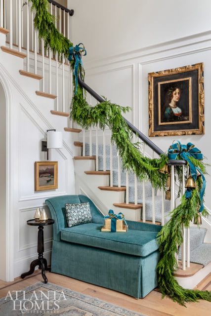 holiday garland staircase