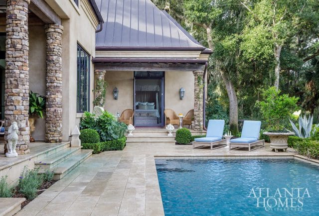pool with loungers