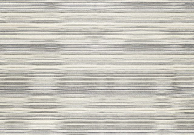 Cream fabric with thin, irregular navy blue horizontal stripes